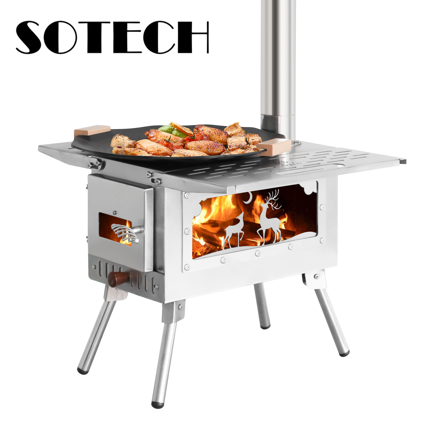 Van Camping Cooking - SOTECH Foldable Camping Wood Burning Stove