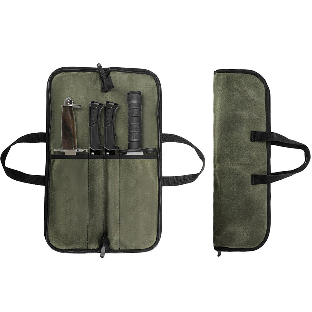 Camping Hiking Cooking - Waxed Canvas Knife Roll Bag Multi