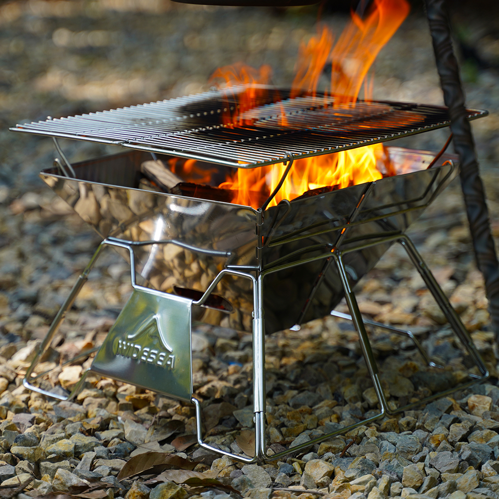Camping Cooking Fire - Widesea Windproof Wood-Burning Camping Grill Outdoor