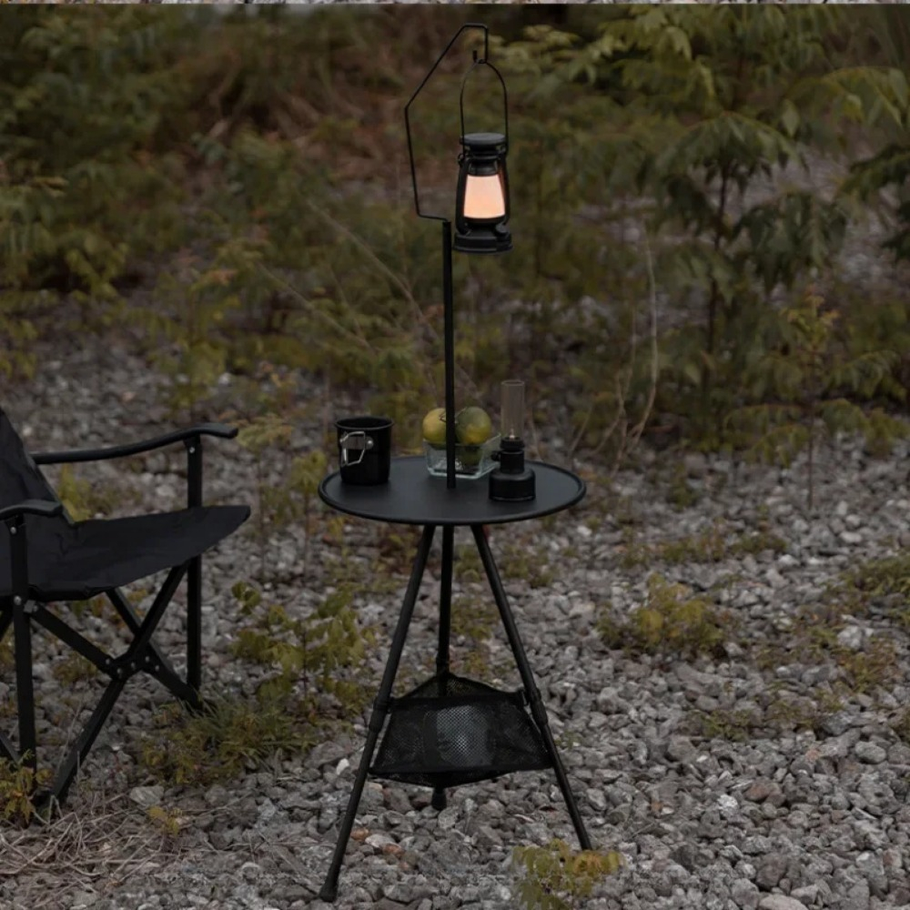 Camping Cooking Table Foldable - Outdoor Aluminum Alloy Folding Small Round