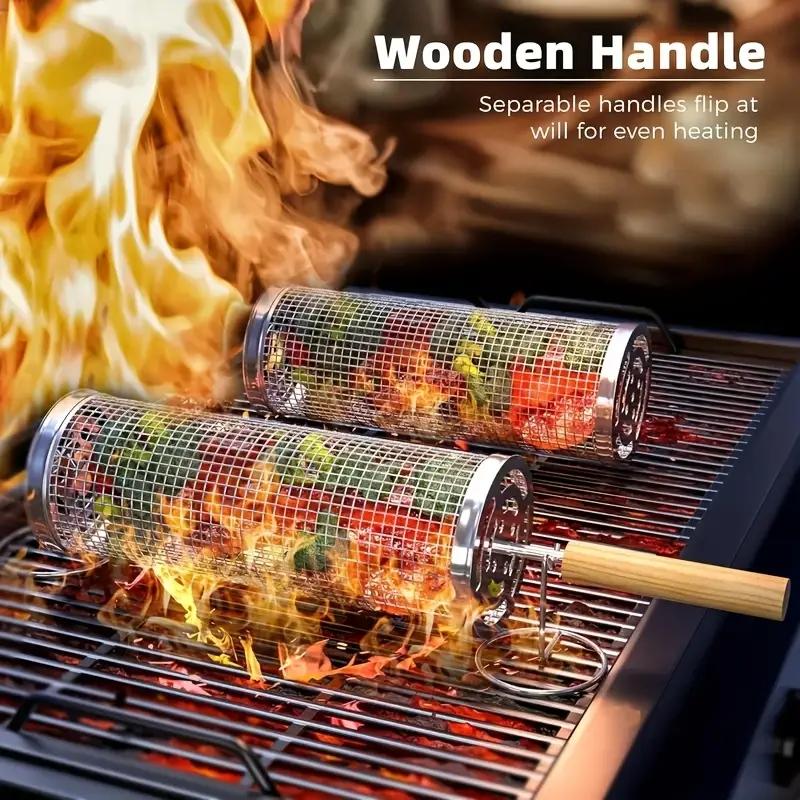 Camping Cooking Bbq - Stainless Steel BBQ Grill Basket, Round
