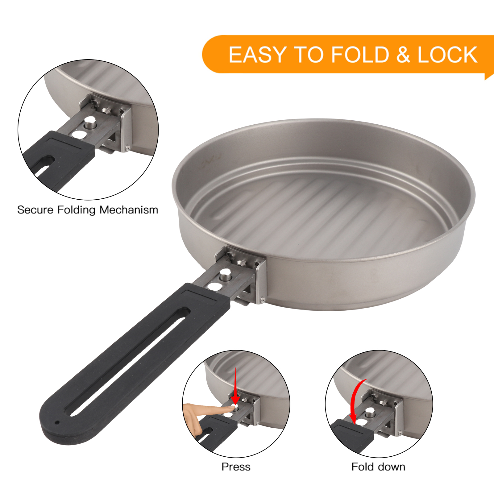 Camping Cooking Frying Pan - Lixada 1100ml Titanium Fry Pan Ultralight