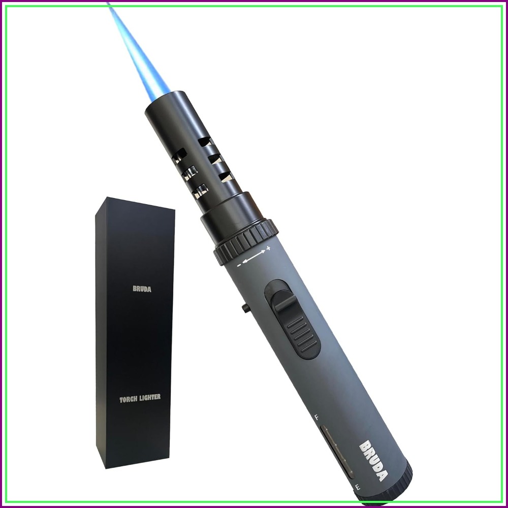 Camping Cooking Bbq - Adjustable Butane Torch Lighter, Refillable Blowtorch