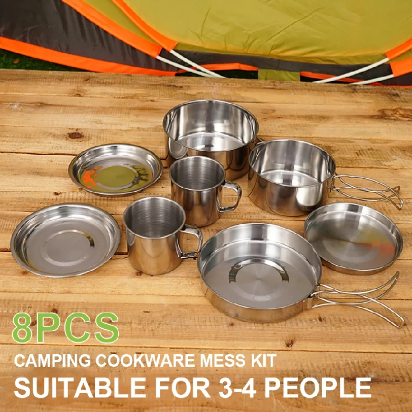 8pcs/Set Camping Cookware Mess - Camping Cooking Roll ulasan dan harga
