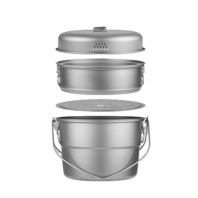 Titanium Hanging Pot with Stea - Camping Hanging Cooking Pot ulasan dan harga