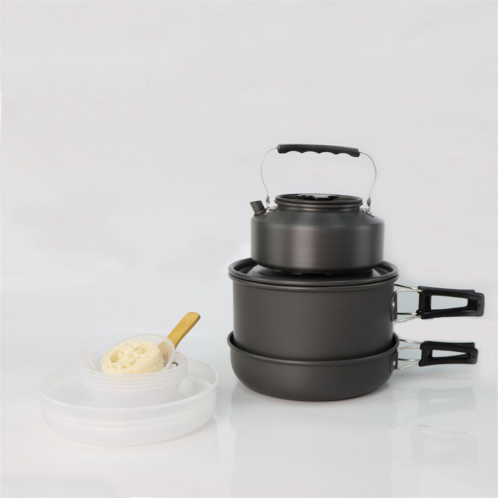 Lightweight Aluminum Alloy Out - Nesting Camping Cooking Set ulasan dan harga