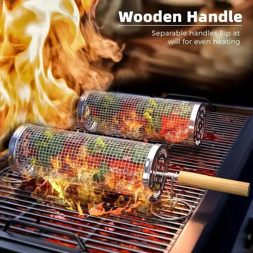 Round Barbecue Grill Basket Se - Camping Cooking Bbq ulasan dan harga