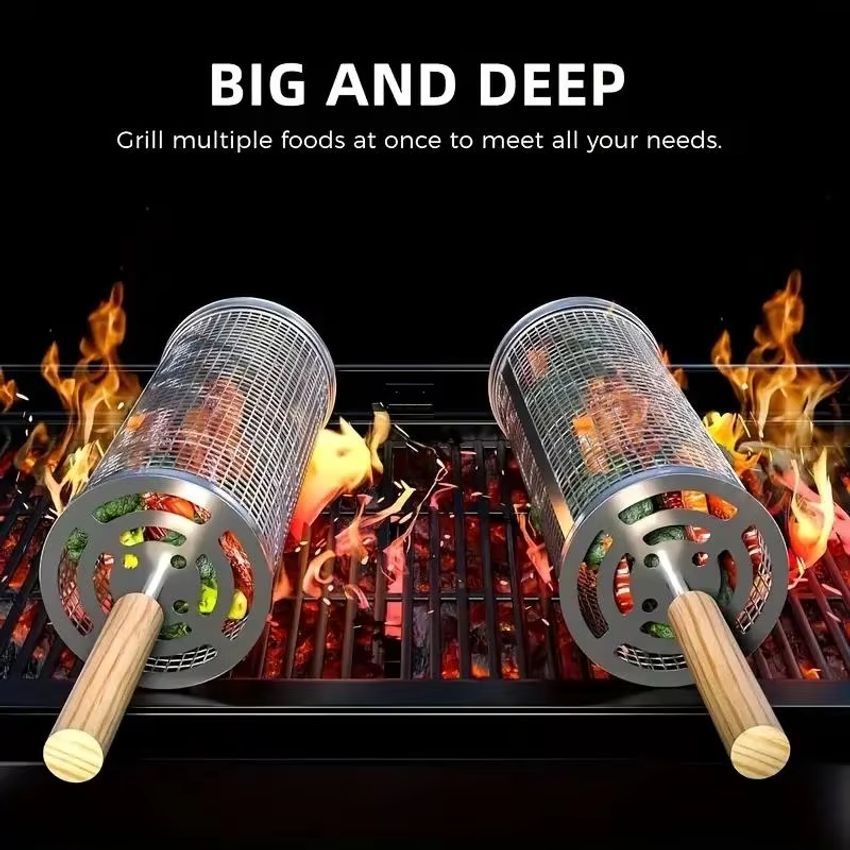 Round Barbecue Grill Basket Se - Camping Cooking Bbq ulasan dan harga