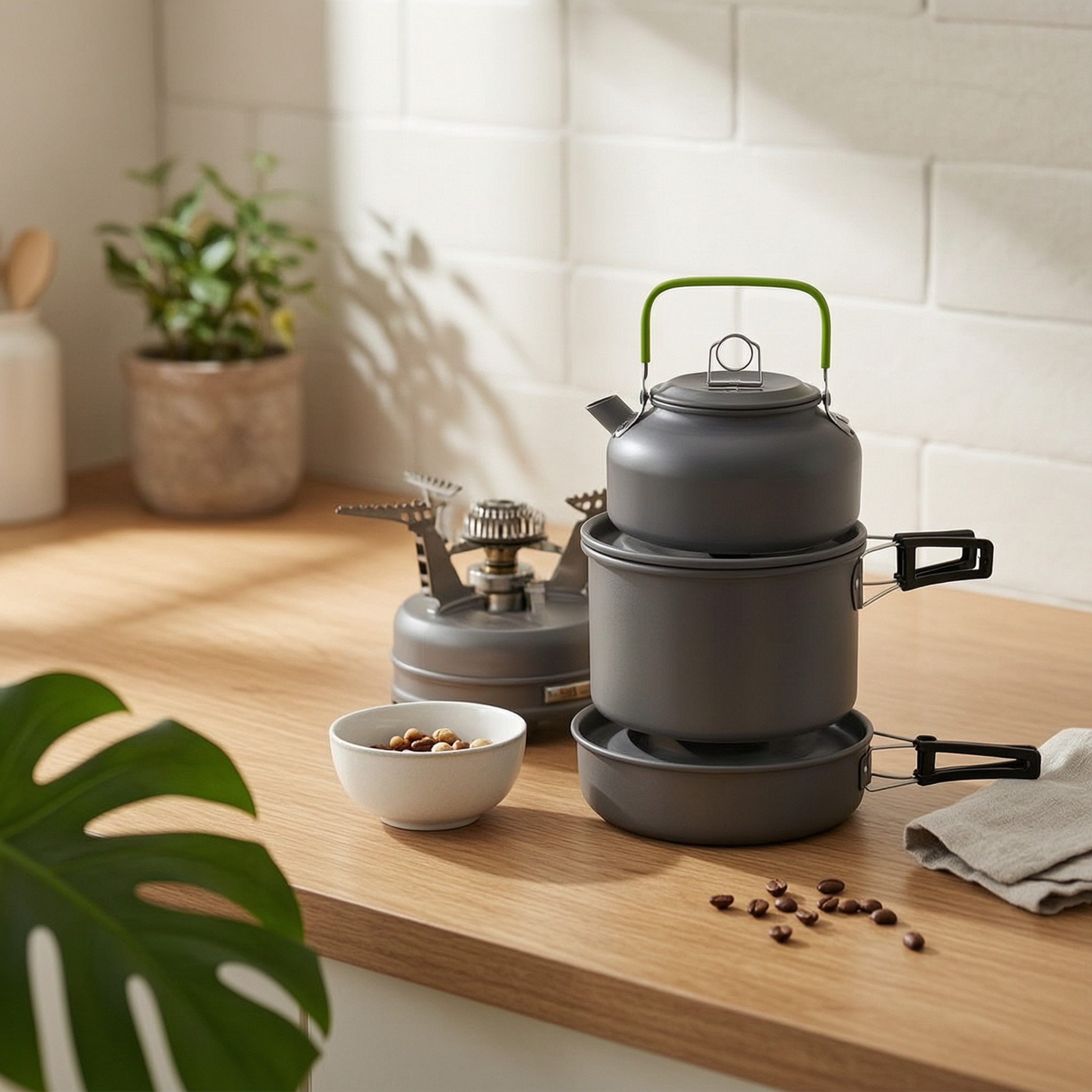 Camp Cooking Kit with Kettle F - Nesting Camping Cooking Set ulasan dan harga
