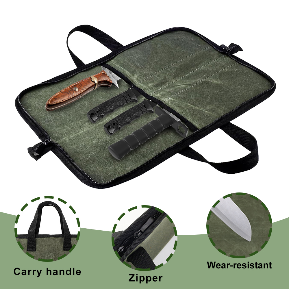 Waxed Canvas Knife Roll Bag Mu - Camping Hiking Cooking ulasan dan harga