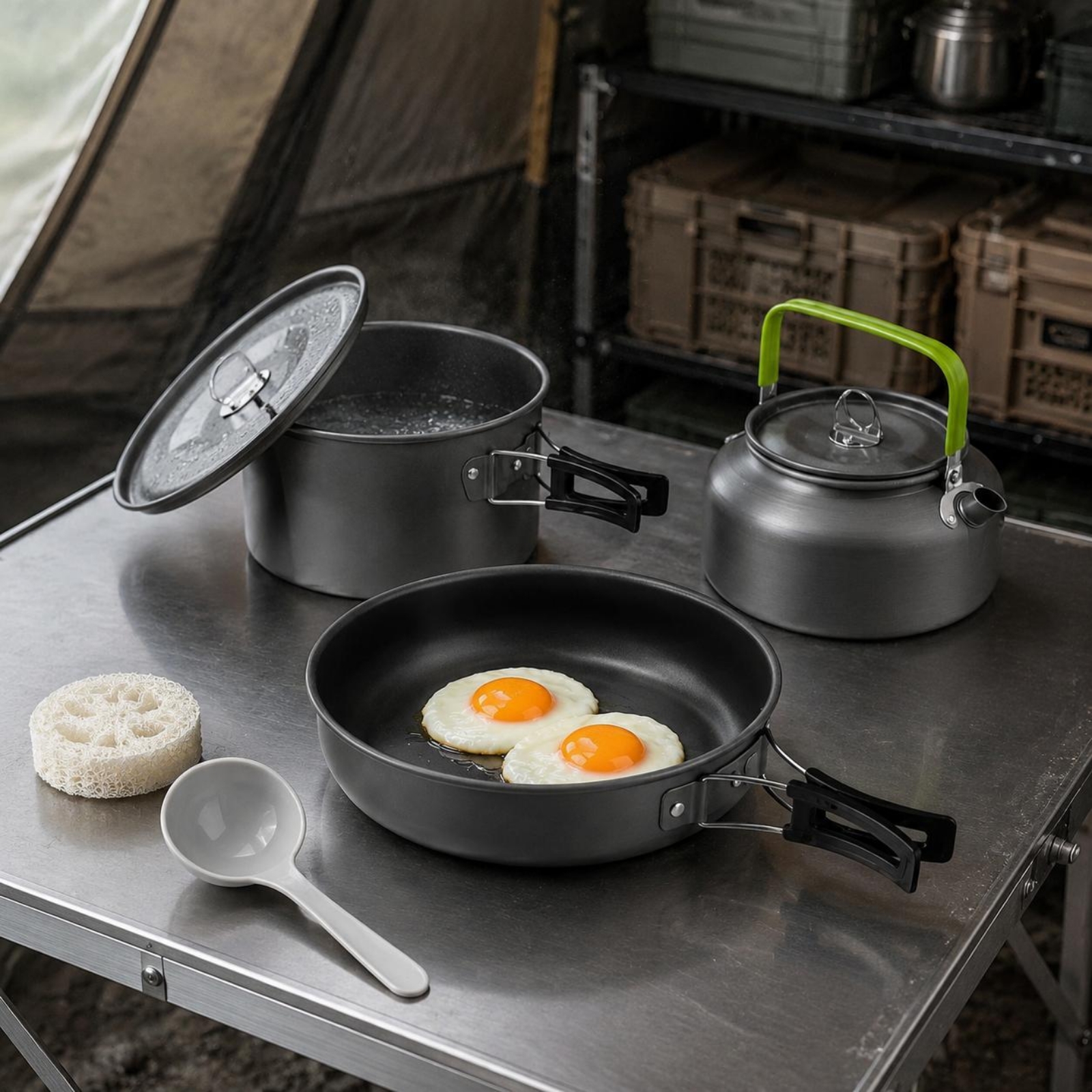 Camping Pot and Kettle Set Nes - Nesting Camping Cooking Set ulasan dan harga