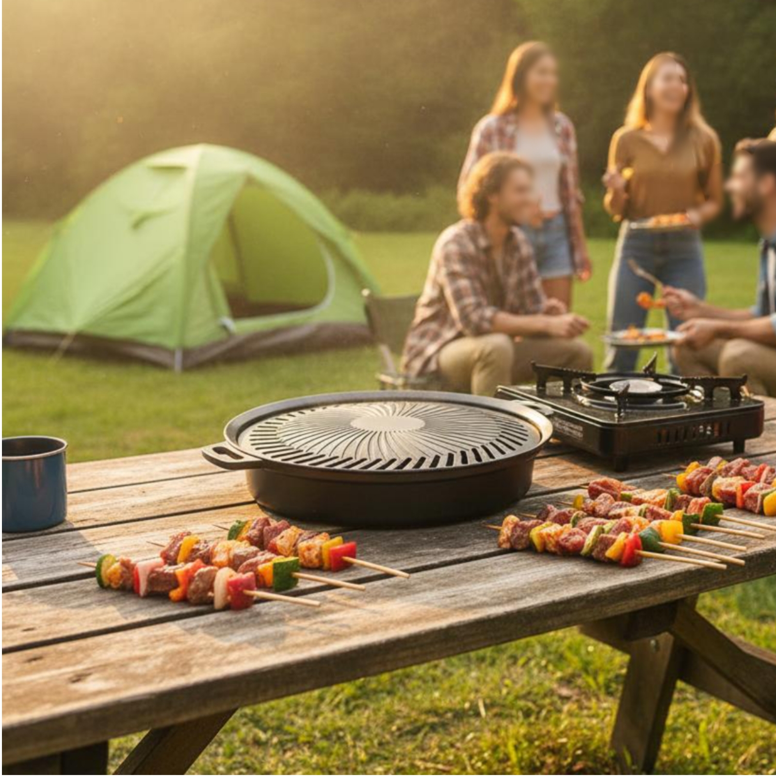 Korean BBQ Grill Pan Non-Stick - Camping Cooking Bbq ulasan dan harga
