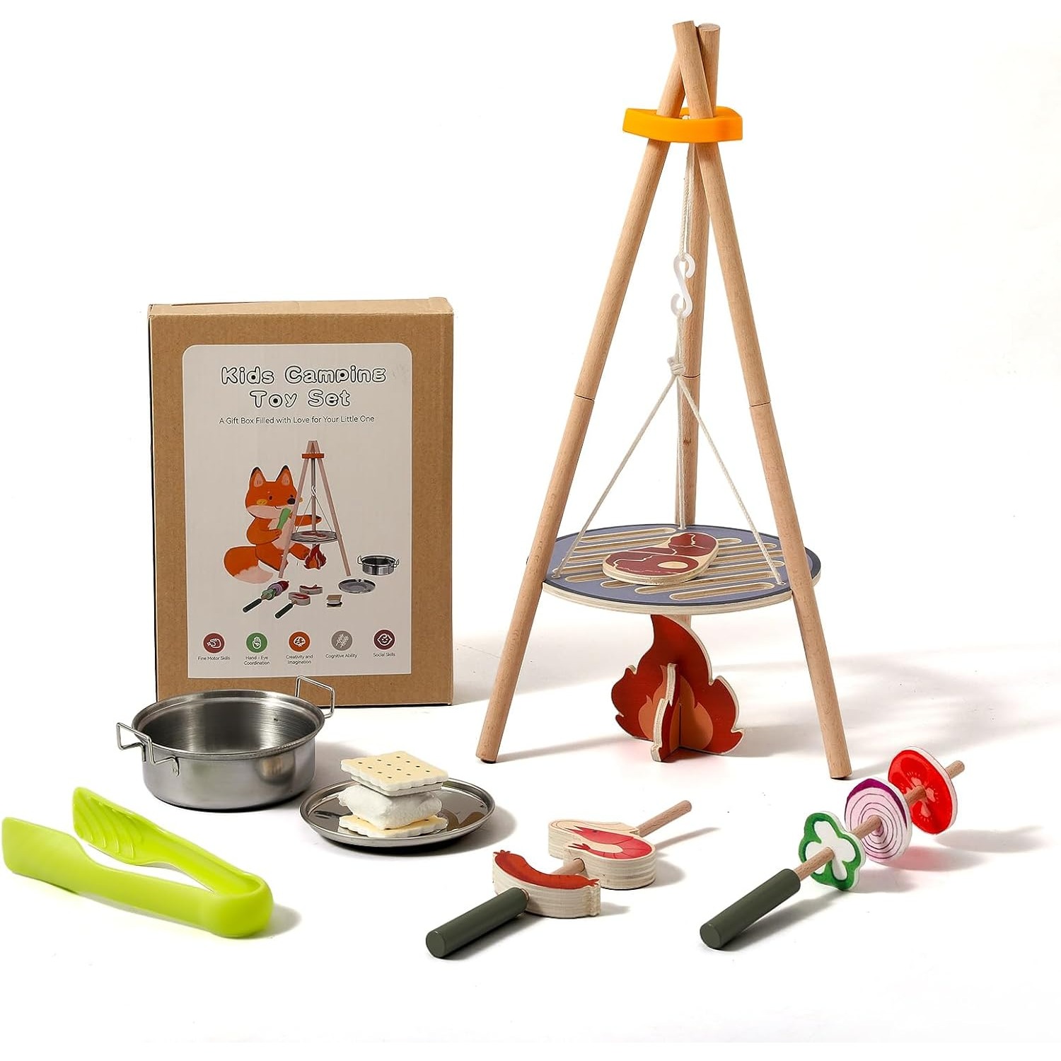 Wooden Kids Camping Toy Set Ca - Camping Cooking Kids ulasan dan harga