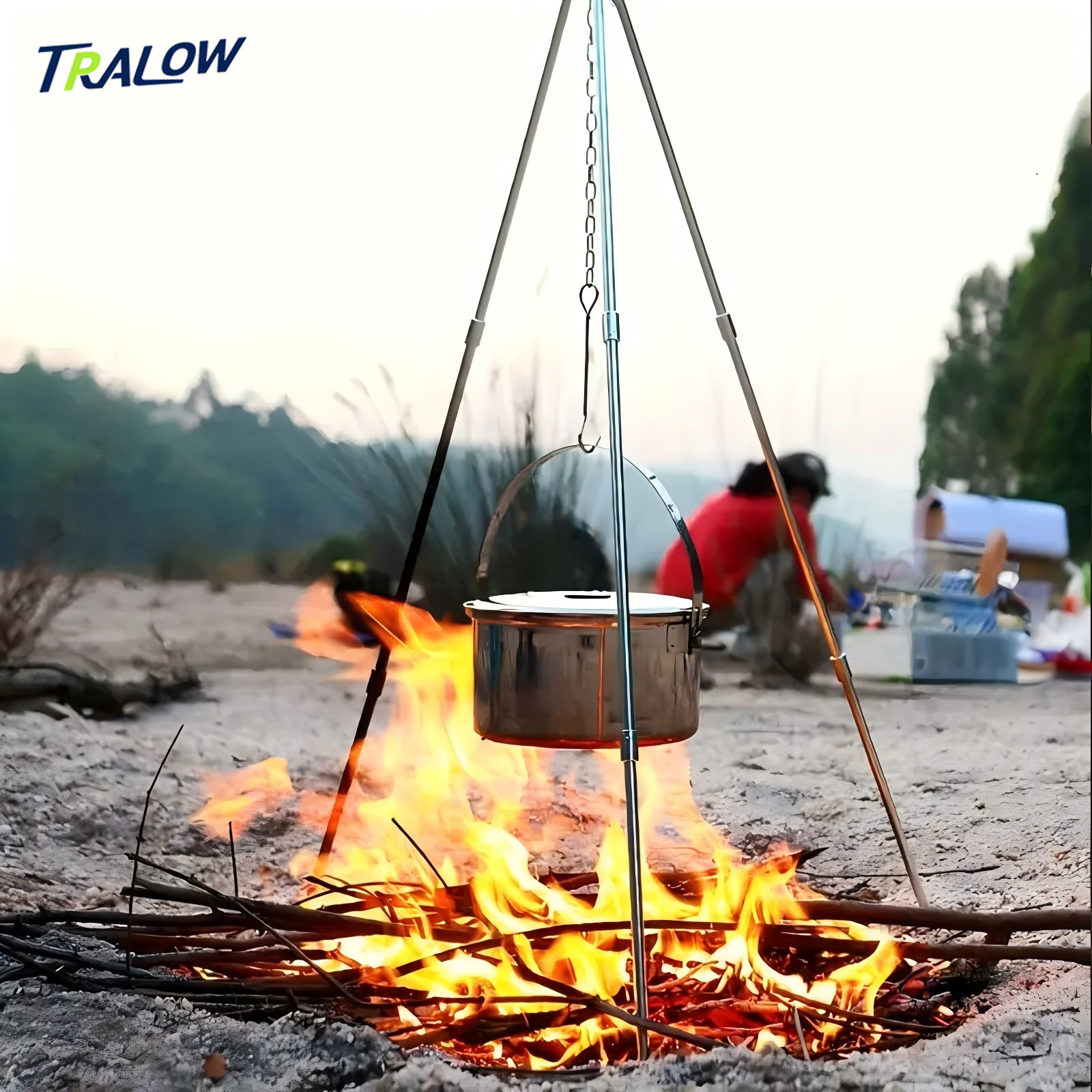 TRALOW Portable Foldable Campf - Camping Hanging Cooking Pot ulasan dan harga
