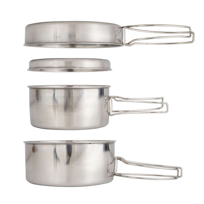 CLS 4pcs/set Stainless Steel C - Nesting Camping Cooking Set ulasan dan harga