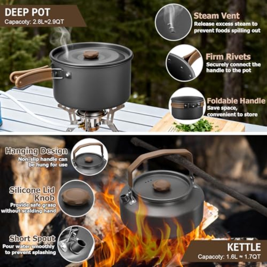 Camping cookware mess kit for  - Camping Cooking Fire ulasan dan harga