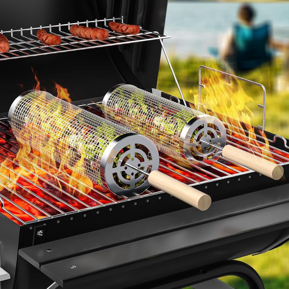 Set of 2 Stainless Steel BBQ G - Camping Cooking Bbq ulasan dan harga