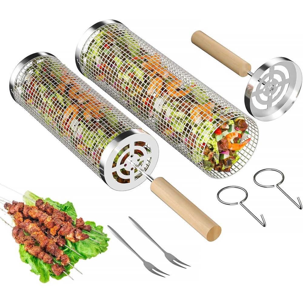 Set of 2 Stainless Steel BBQ G - Camping Cooking Bbq ulasan dan harga