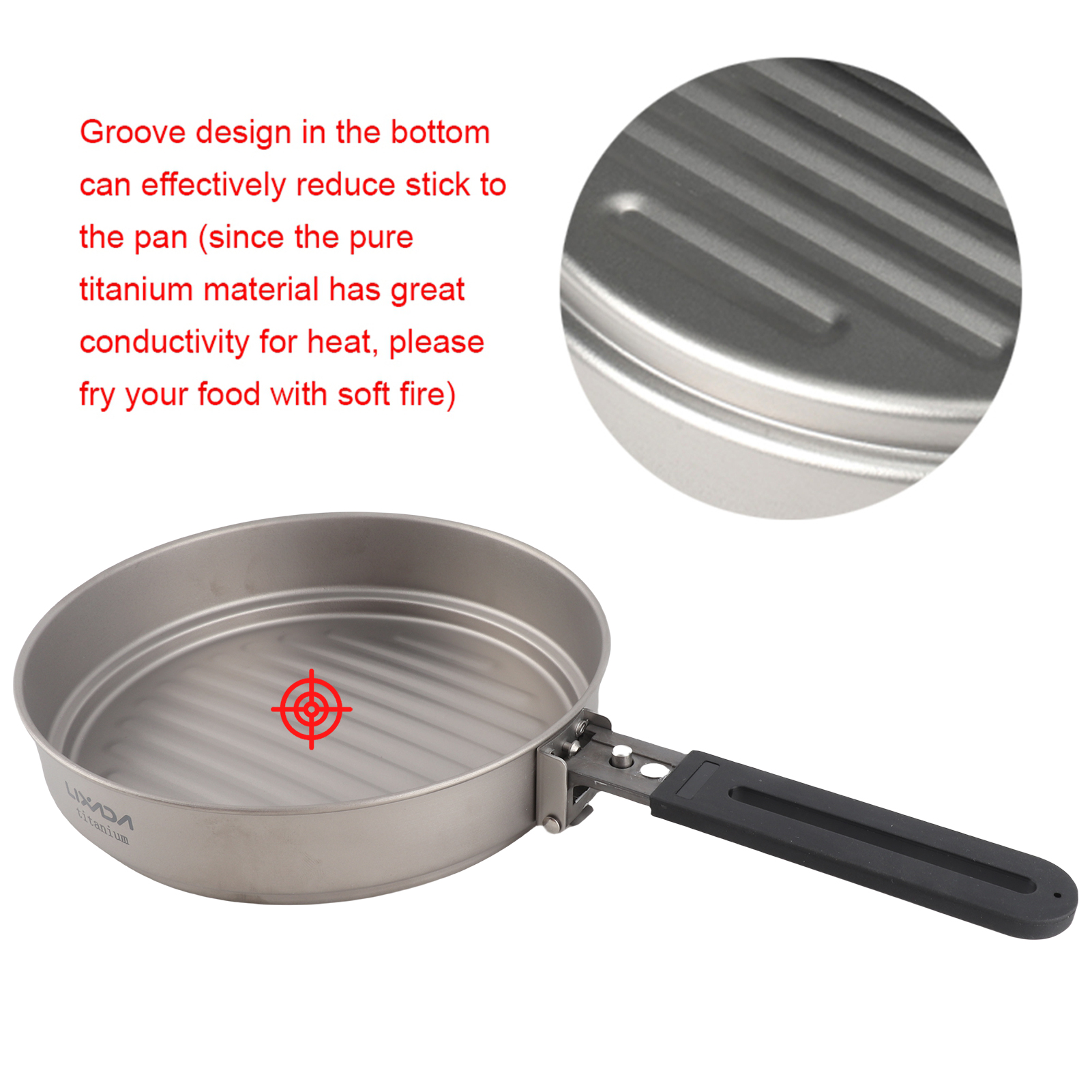Lixada 1100ml Titanium Fry Pan - Camping Cooking Frying Pan ulasan dan harga