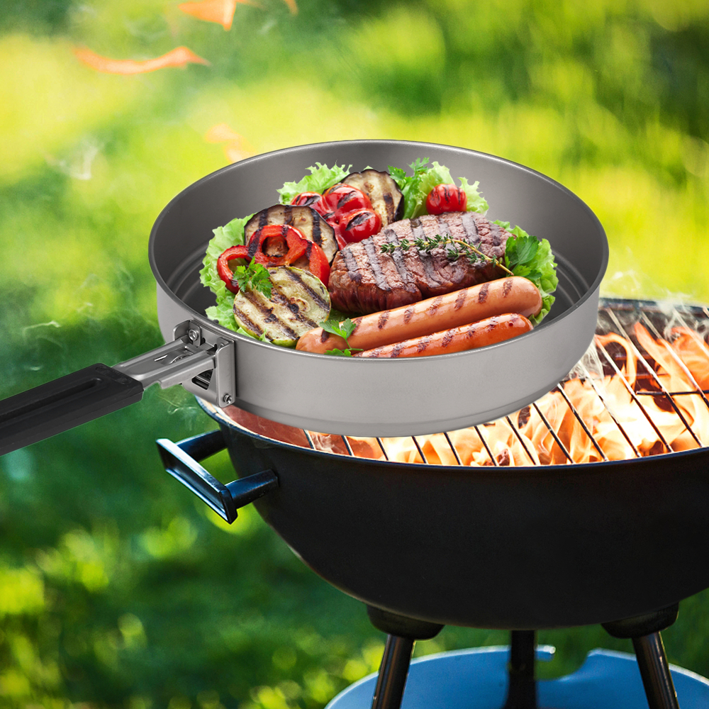 Lixada 1100ml Titanium Fry Pan - Camping Cooking Frying Pan ulasan dan harga