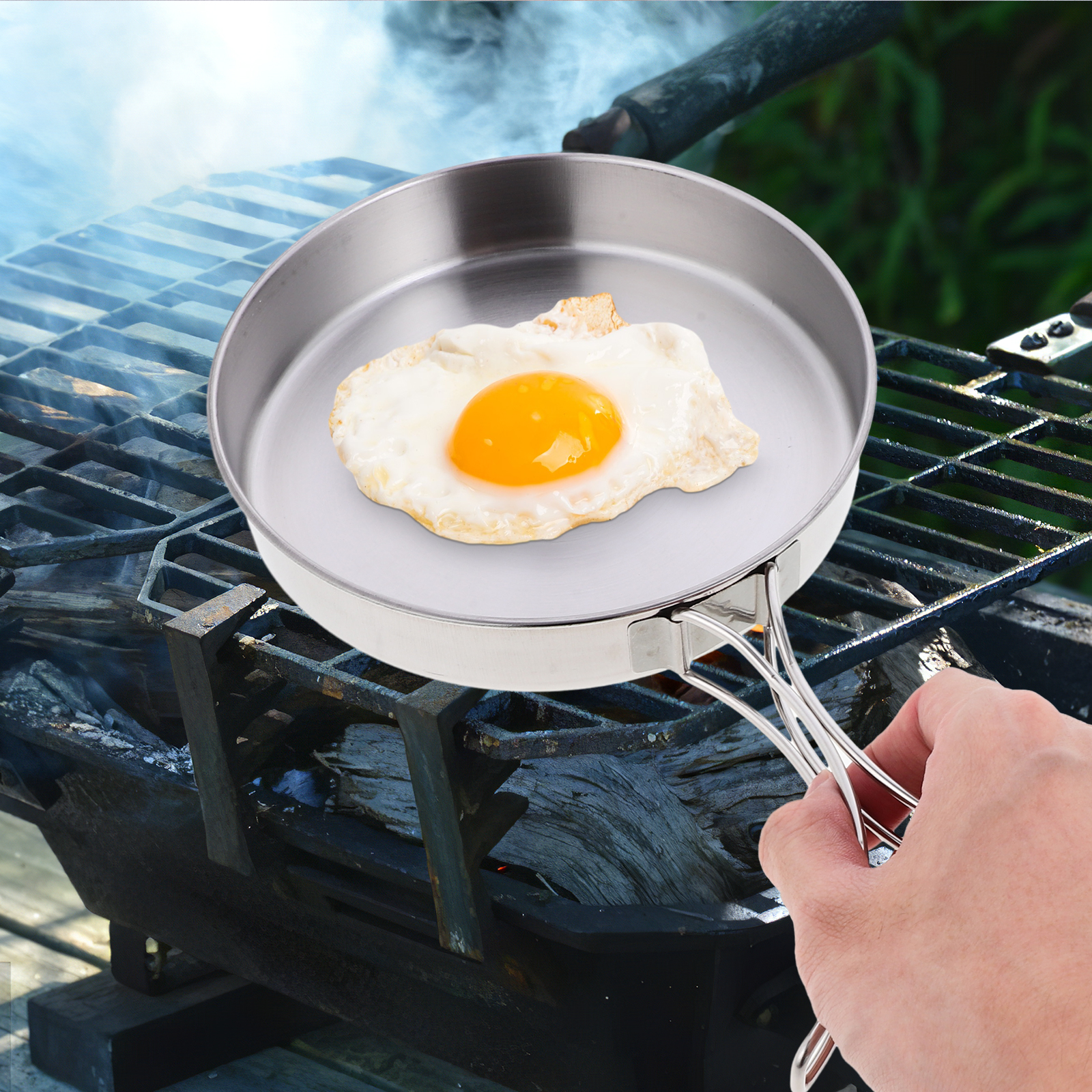 Portable Frying Pan Stainless  - Camping Cooking Frying Pan ulasan dan harga