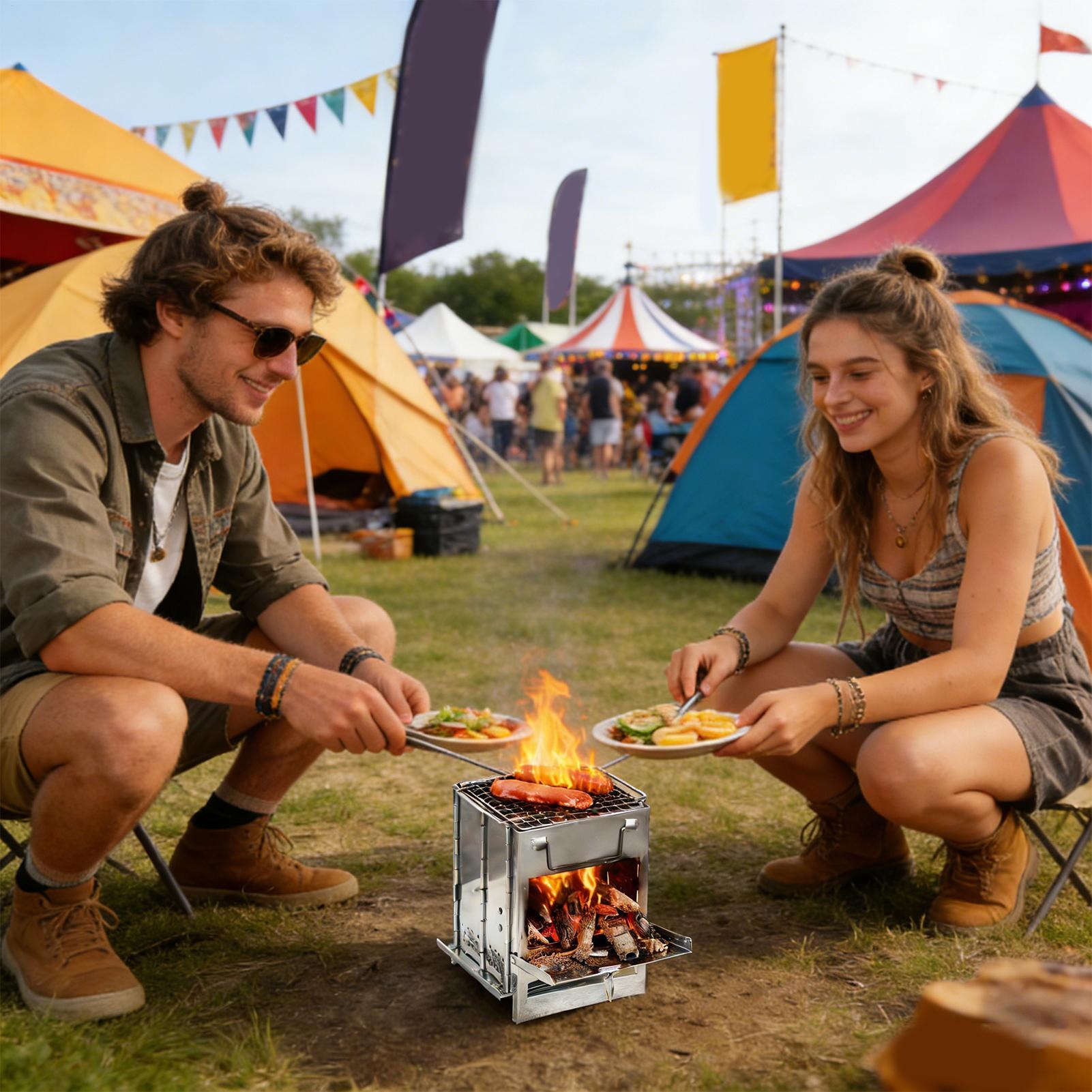 Portable Camping Stove Stainle - Camping No Cooking Meals ulasan dan harga