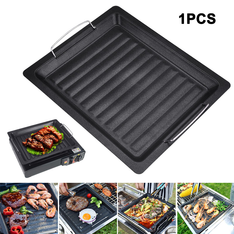 Outdoors Thick Square Grill Pa - Camping Cooking Frying Pan ulasan dan harga