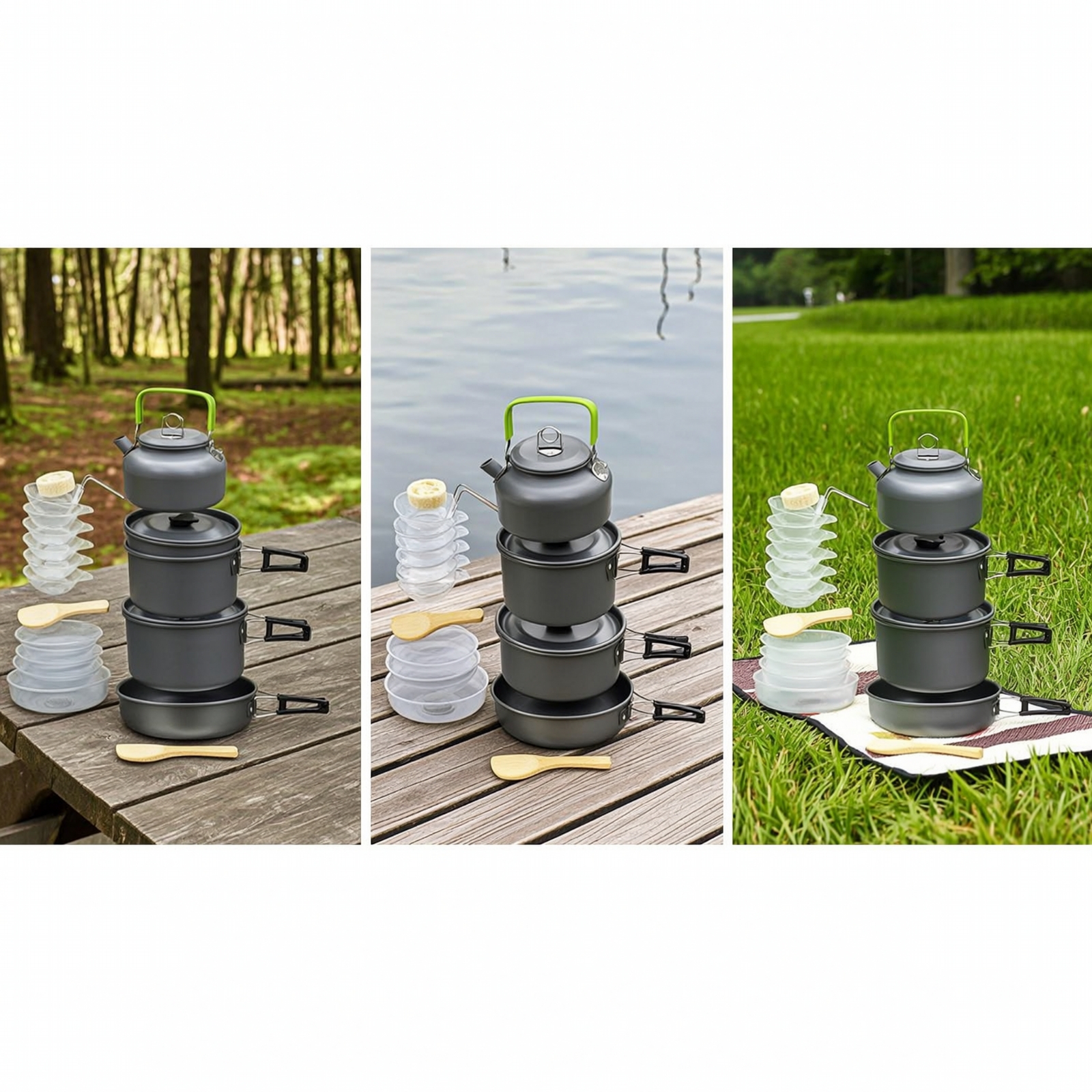 Camp Cooking Kit with Kettle F - Nesting Camping Cooking Set ulasan dan harga
