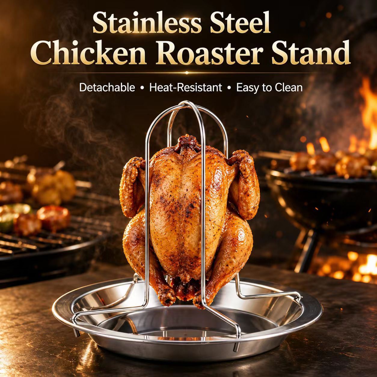 Portable Whole Chicken BBQ Gri - Camping Cooking Bbq ulasan dan harga