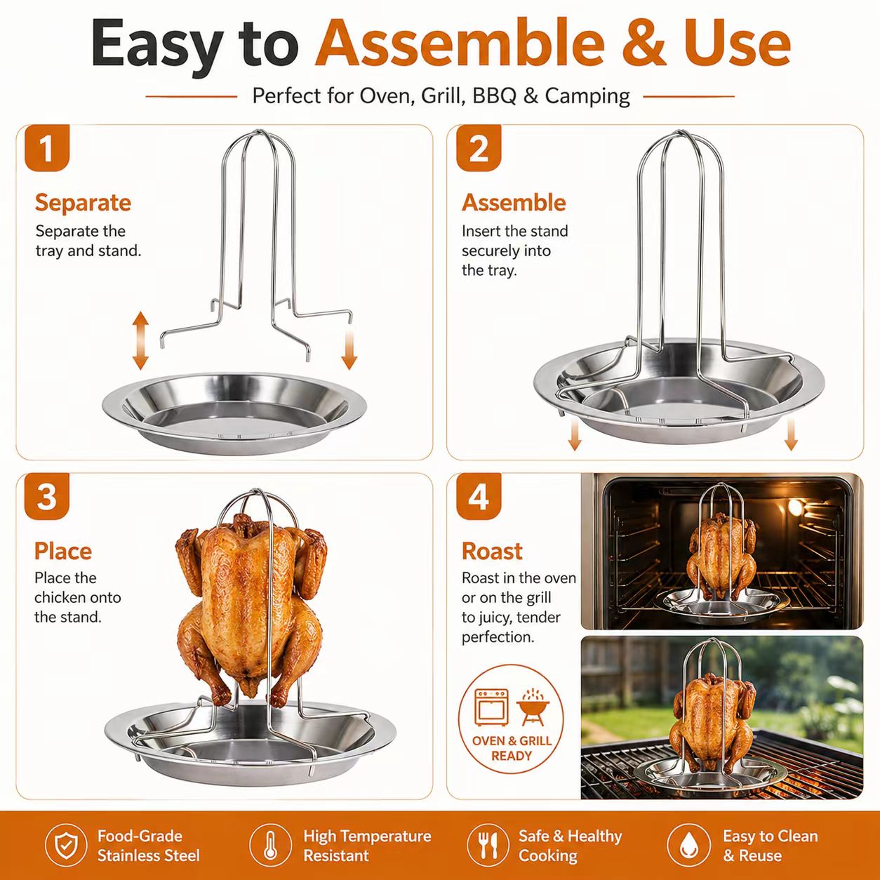 Portable Whole Chicken BBQ Gri - Camping Cooking Bbq ulasan dan harga