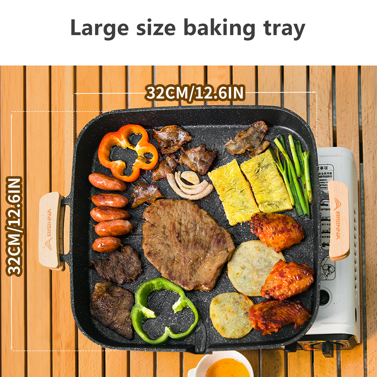 BISINNA Square BBQ Grill Pan N - Camping Cooking Frying Pan ulasan dan harga