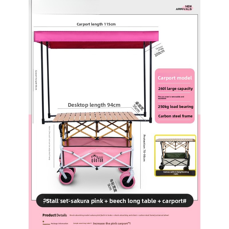 Pink Foldable Camping Wagon Ca - Camping Cooking Table Foldable ulasan dan harga