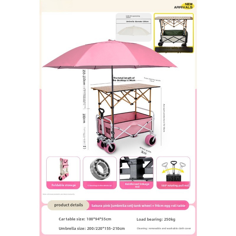 Pink Foldable Camping Wagon Ca - Camping Cooking Table Foldable ulasan dan harga