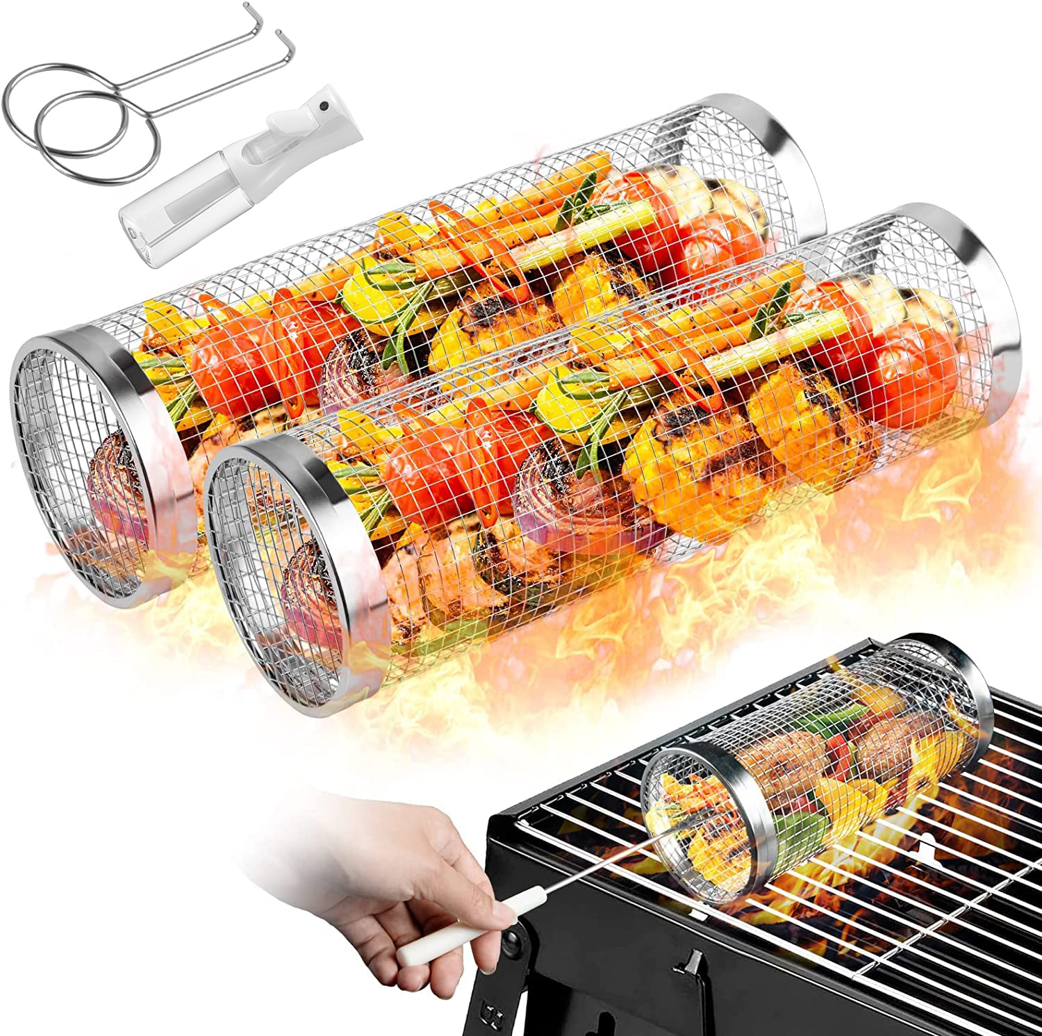 2 Pieces Rolling Grilling Bask - Camping Cooking Trangia ulasan dan harga