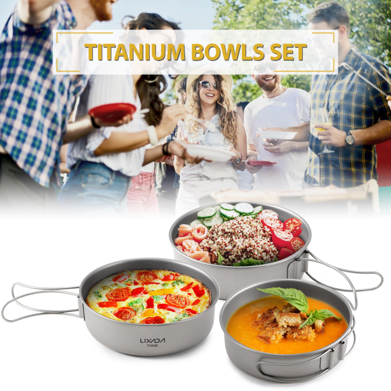 Lixada Titanium Bowls Ultralig - Mess Kit Titanium ulasan dan harga