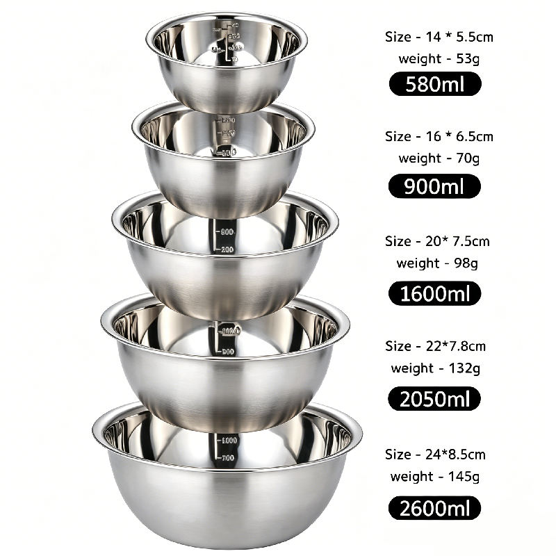 5pcs/set Stainless Steel Mixin - Nesting Camping Cooking Set ulasan dan harga