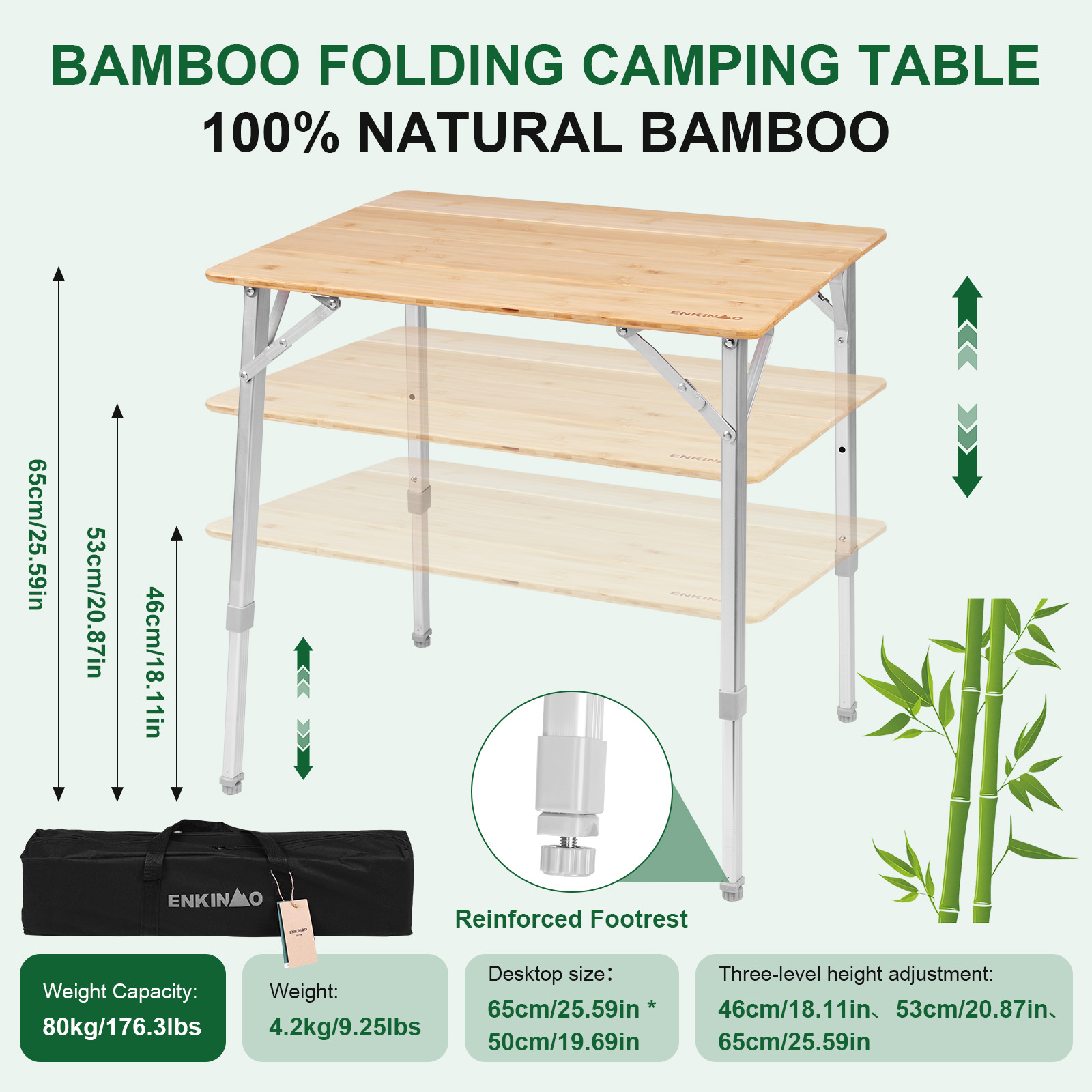 Adjustable Height Folding Bamb - Camping Cooking Table Foldable ulasan dan harga