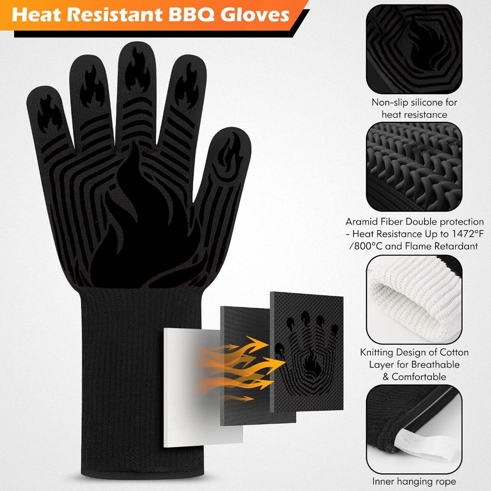BBQ Gloves, 1472°F Heat Resist - Camping Cooking Bbq ulasan dan harga