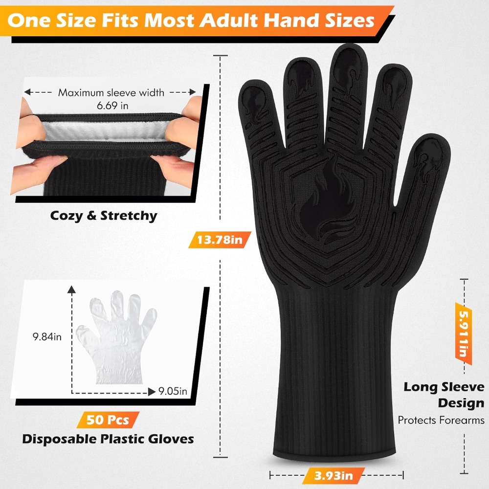 BBQ Gloves, 1472°F Heat Resist - Camping Cooking Bbq ulasan dan harga